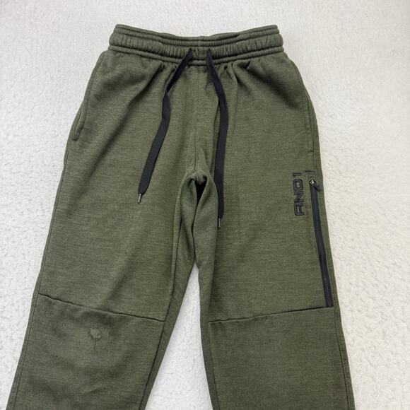AND1 Pants Mens Small S Green Ankle Zip Basketball Running Drawstring Athletic - Picture 3 of 8